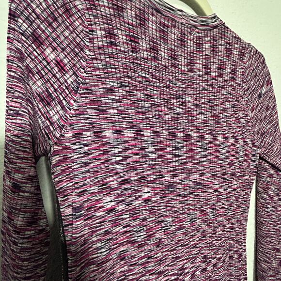 NEW KADA The Space Dye Ribbed Midi Dress Size Medium Berry Pink Black Baddie - Picture 9 of 11